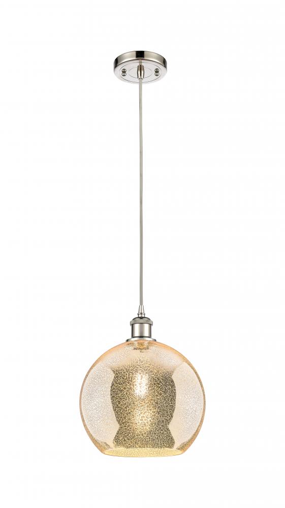 Athens - 1 Light - 10 inch - Polished Nickel - Cord hung - Mini Pendant