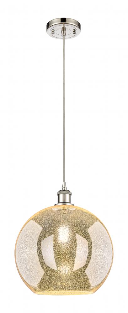 Athens - 1 Light - 12 inch - Polished Nickel - Cord hung - Mini Pendant