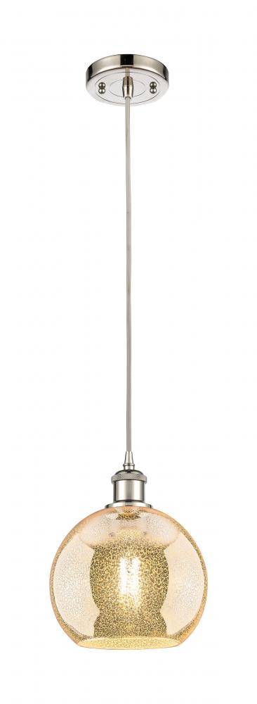 Athens - 1 Light - 8 inch - Polished Nickel - Cord hung - Mini Pendant