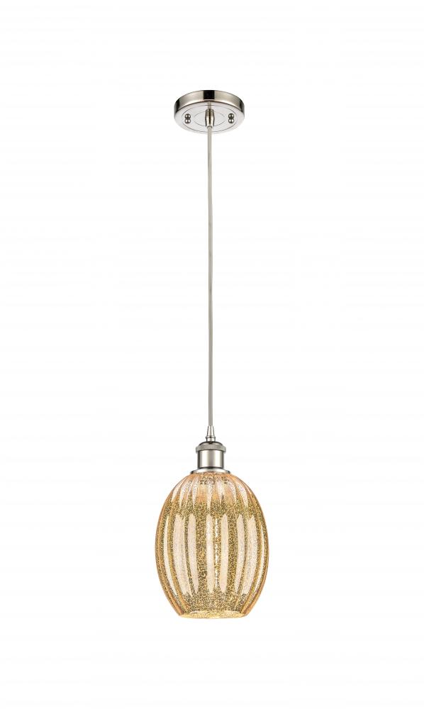 Preston Bulb - 1 Light - 6 inch - Polished Nickel - Cord hung - Mini Pendant