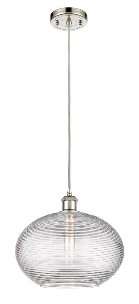 Ithaca - 1 Light - 12 inch - Polished Nickel - Cord hung - Mini Pendant