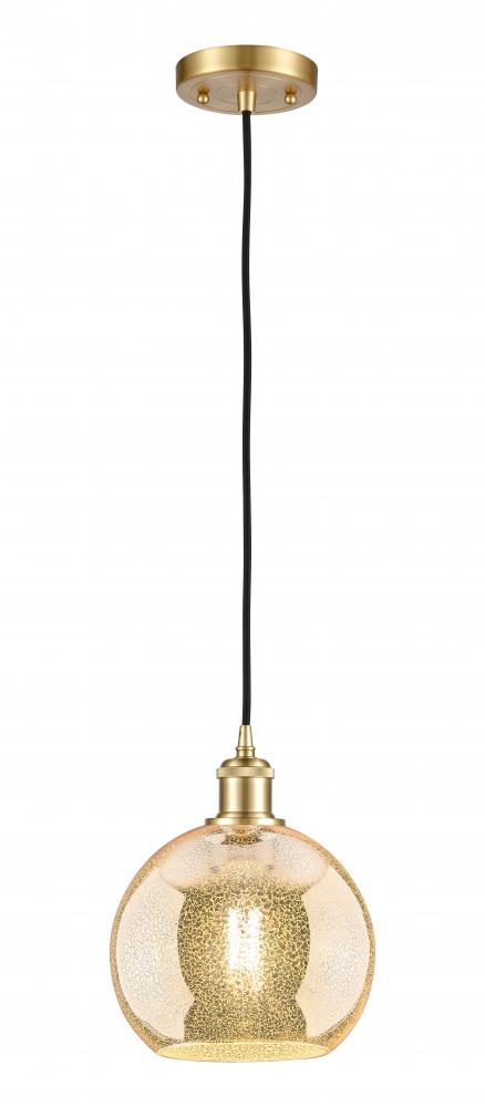 Athens - 1 Light - 8 inch - Satin Gold - Cord hung - Mini Pendant