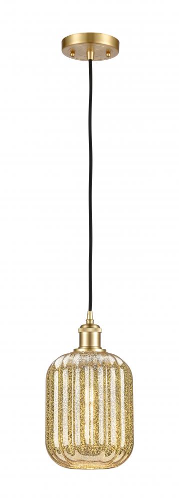 Preston Cylinder - 1 Light - 7 inch - Satin Gold - Cord hung - Mini Pendant