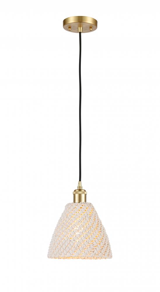 Bristol Natural - 1 Light - 6 inch - Satin Gold - Cord hung - Mini Pendant