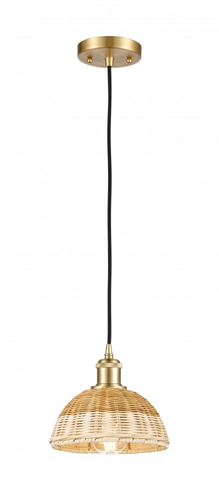 Bristol Natural II - 1 Light - 8 inch - Satin Gold - Cord hung - Mini Pendant