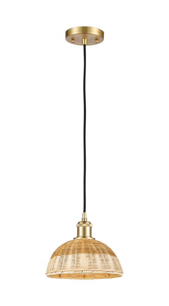 Bristol Natural II - 1 Light - 9 inch - Satin Gold - Cord hung - Mini Pendant