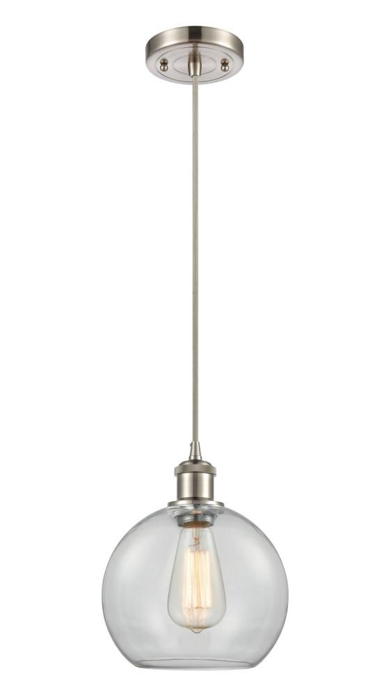Athens - 1 Light - 8 inch - Brushed Satin Nickel - Cord hung - Mini Pendant