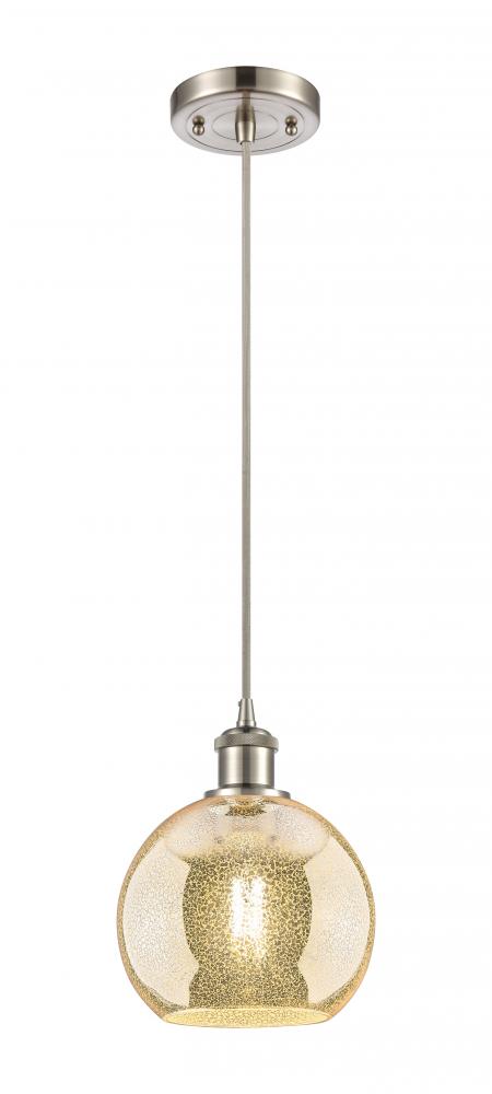 Athens - 1 Light - 8 inch - Brushed Satin Nickel - Cord hung - Mini Pendant