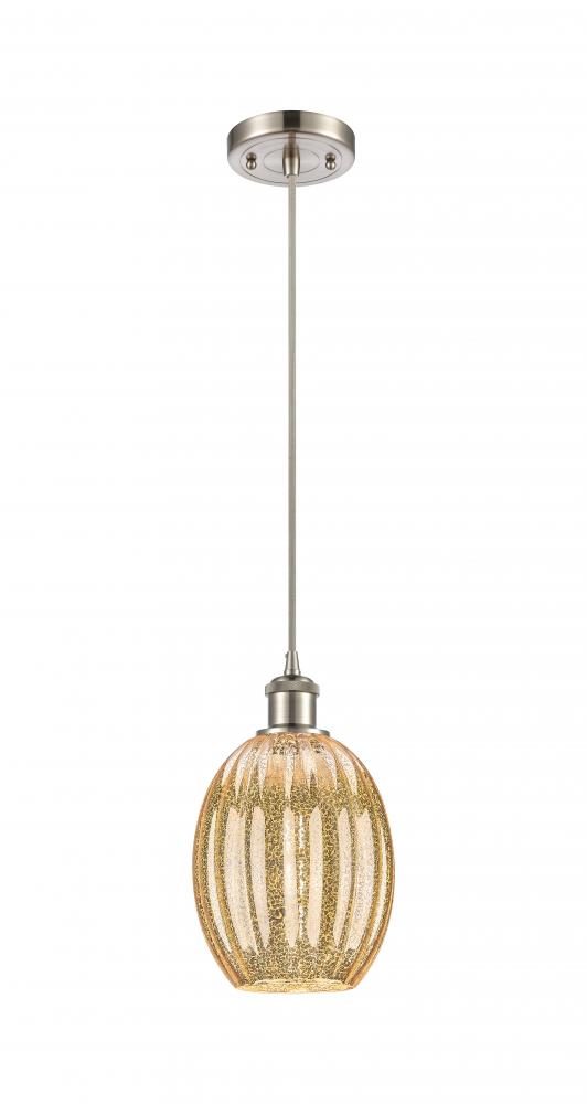 Preston Bulb - 1 Light - 6 inch - Brushed Satin Nickel - Cord hung - Mini Pendant