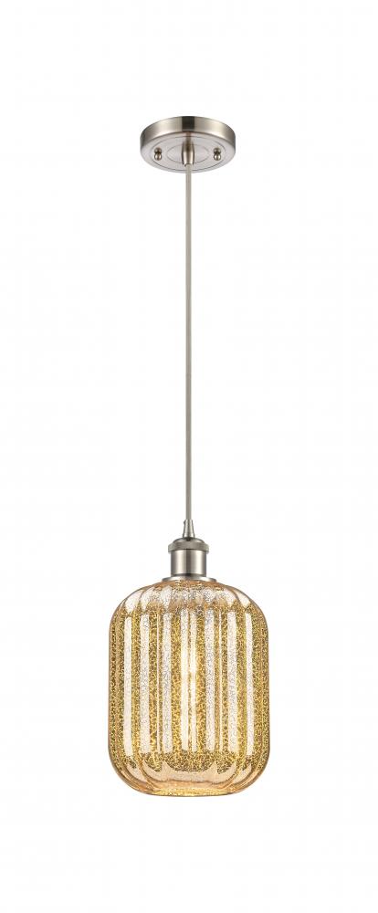 Preston Cylinder - 1 Light - 7 inch - Brushed Satin Nickel - Cord hung - Mini Pendant