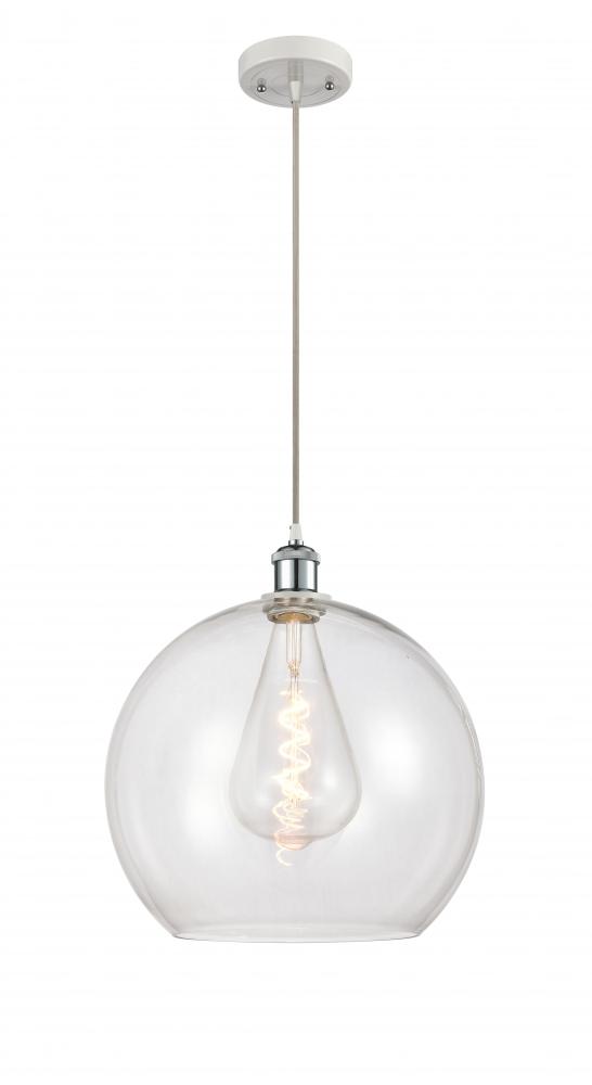 Athens - 1 Light - 14 inch - White Polished Chrome - Cord hung - Pendant