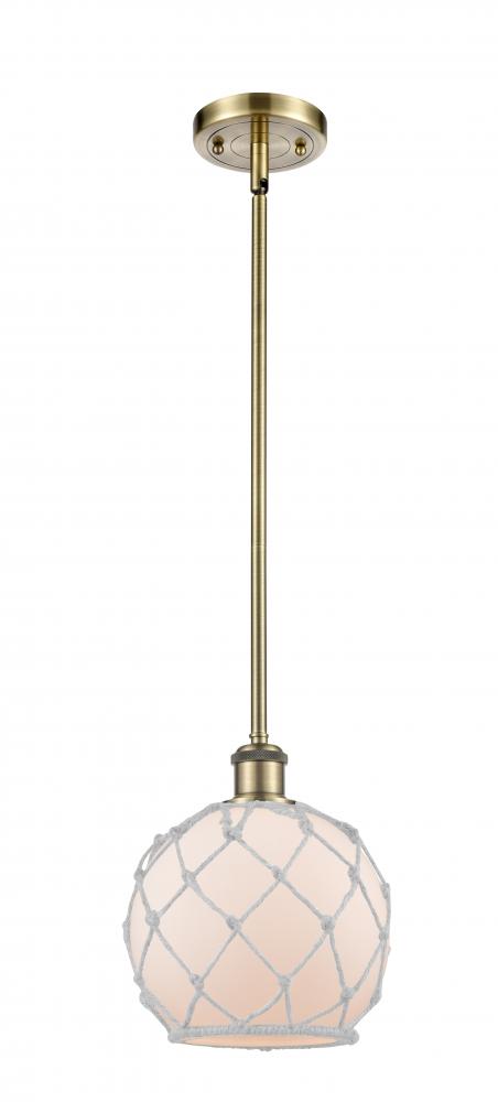 Farmhouse Rope - 1 Light - 8 inch - Antique Brass - Stem hung - Mini Pendant