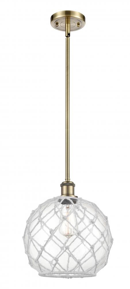 Farmhouse Rope - 1 Light - 10 inch - Antique Brass - Stem hung - Mini Pendant