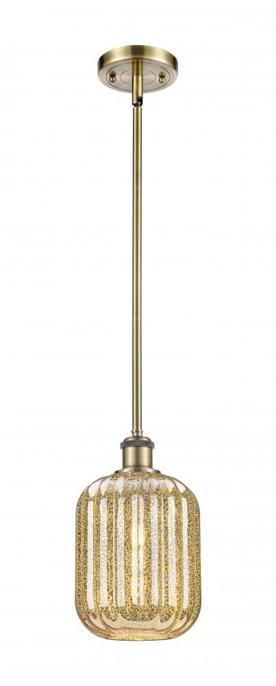 Preston Cylinder - 1 Light - 7 inch - Antique Brass - Stem hung - Mini Pendant