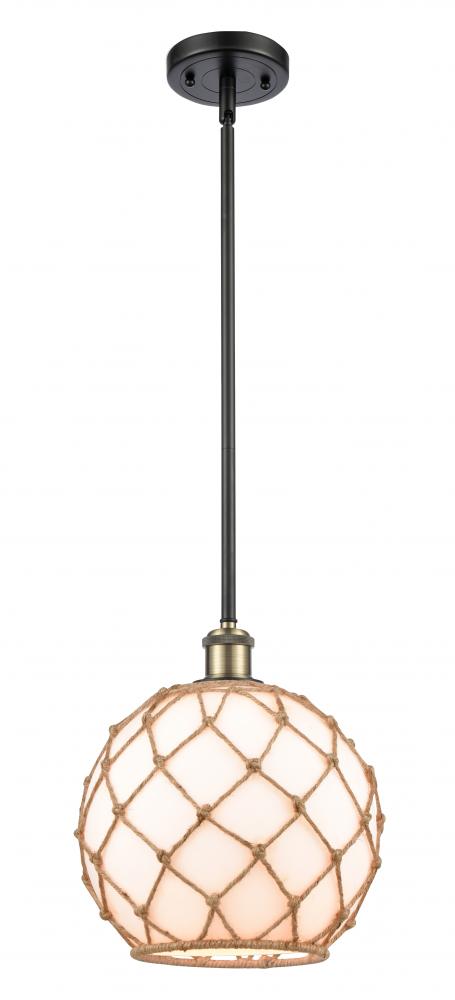 Farmhouse Rope - 1 Light - 10 inch - Black Antique Brass - Mini Pendant