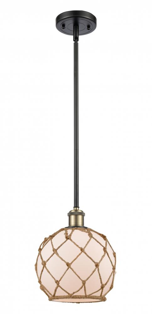 Farmhouse Rope - 1 Light - 8 inch - Black Antique Brass - Mini Pendant