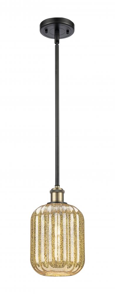 Preston Cylinder - 1 Light - 7 inch - Black Antique Brass - Stem hung - Mini Pendant