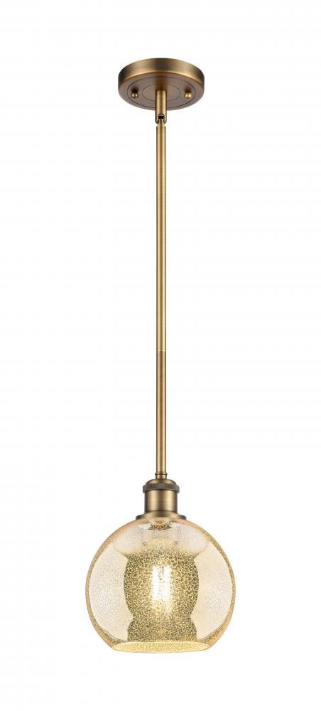 Athens - 1 Light - 8 inch - Brushed Brass - Mini Pendant