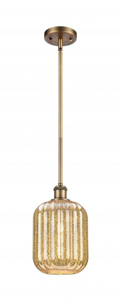 Preston Cylinder - 1 Light - 7 inch - Brushed Brass - Stem hung - Mini Pendant