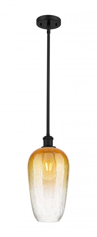 Brookhaven Flute - 1 Light - 7 inch - Matte Black - Stem hung - Mini Pendant