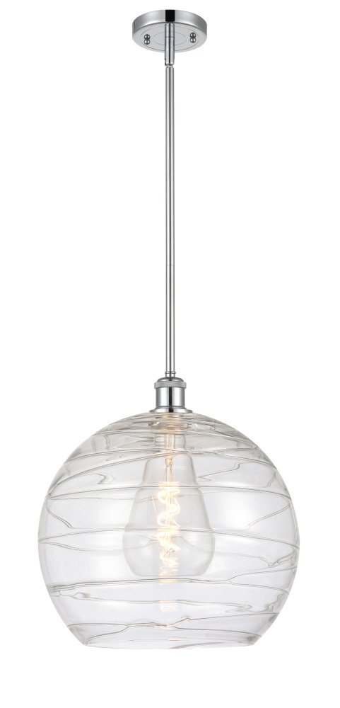 Athens Deco Swirl - 1 Light - 14 inch - Polished Chrome - Stem hung - Mini Pendant