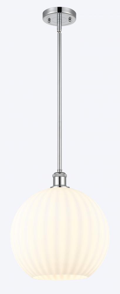 White Venetian - 1 Light - 12 inch - Polished Chrome - Mini Pendant