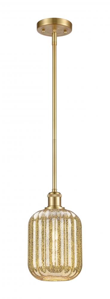 Preston Cylinder - 1 Light - 7 inch - Satin Gold - Stem hung - Mini Pendant