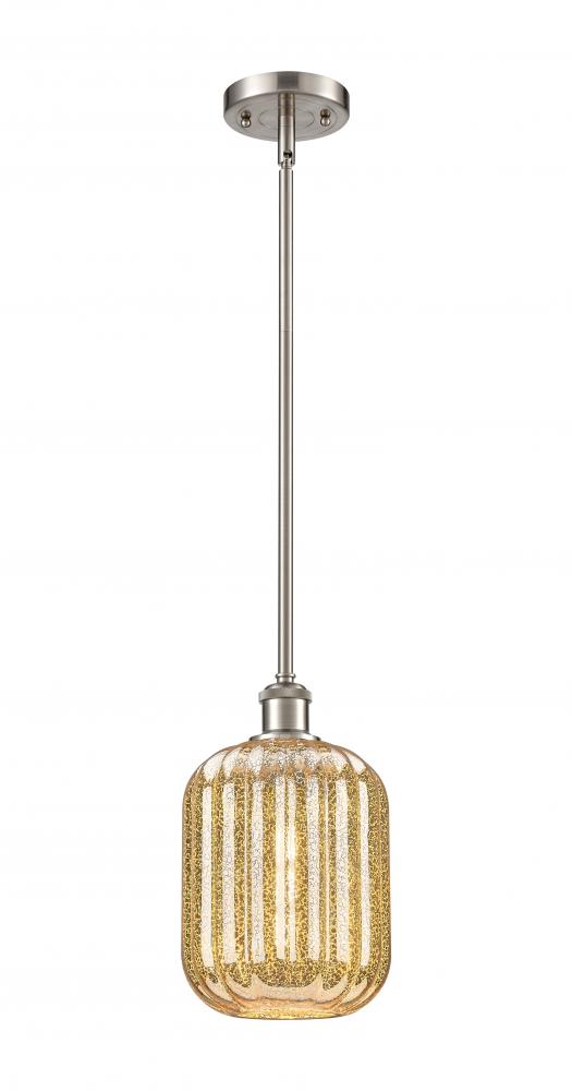 Preston Cylinder - 1 Light - 7 inch - Brushed Satin Nickel - Stem hung - Mini Pendant