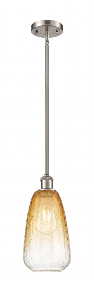 Brookhaven Almond - 1 Light - 6 inch - Brushed Satin Nickel - Stem hung - Mini Pendant