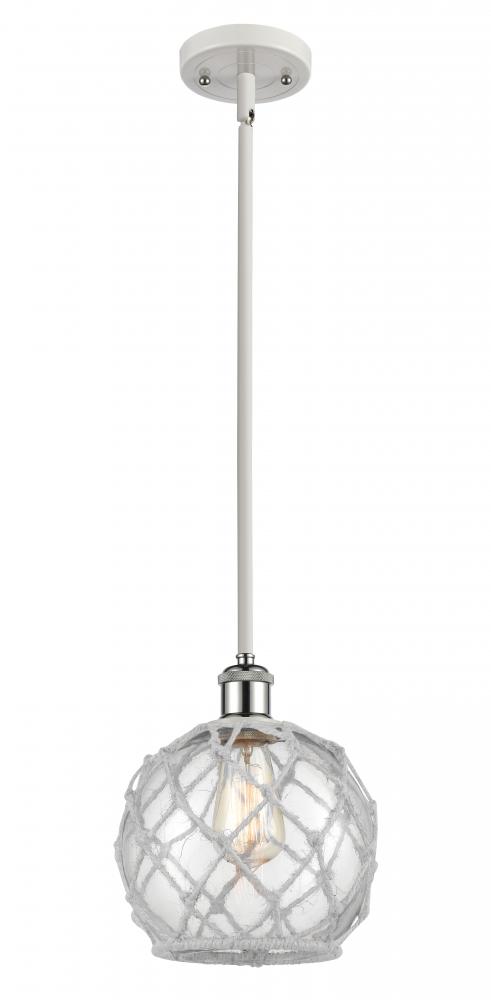 Farmhouse Rope - 1 Light - 8 inch - White Polished Chrome - Mini Pendant