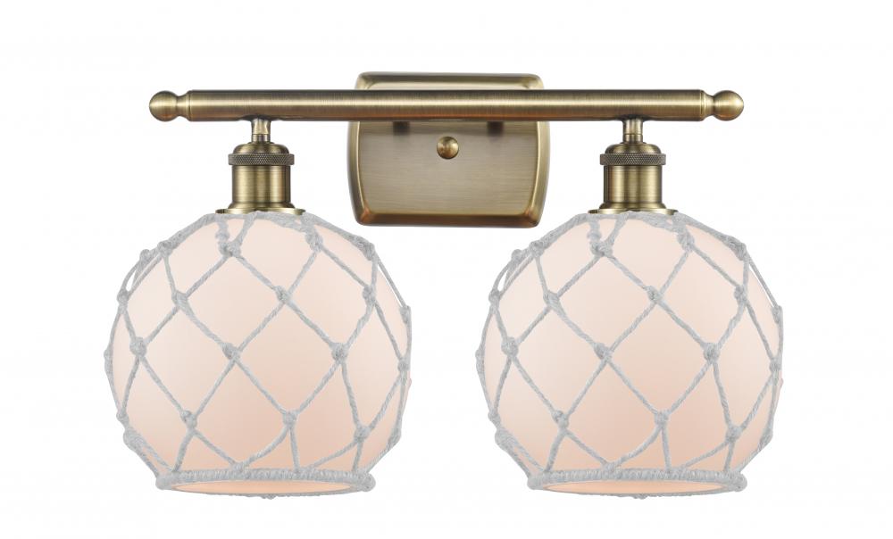 Farmhouse Rope - 2 Light - 18 inch - Antique Brass - Bath Vanity Light