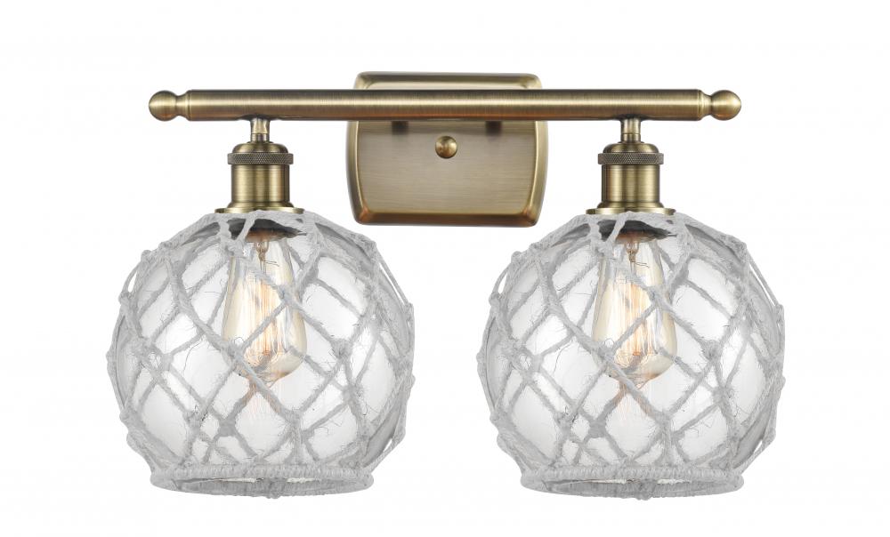 Farmhouse Rope - 2 Light - 18 inch - Antique Brass - Bath Vanity Light