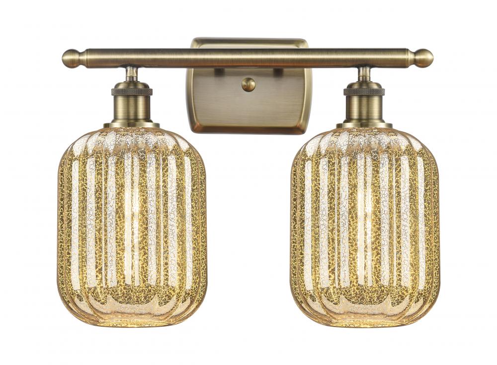 Preston Cylinder - 2 Light - 17 inch - Antique Brass - Bath Vanity Light