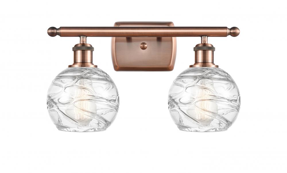 Athens Deco Swirl - 2 Light - 16 inch - Antique Copper - Bath Vanity Light