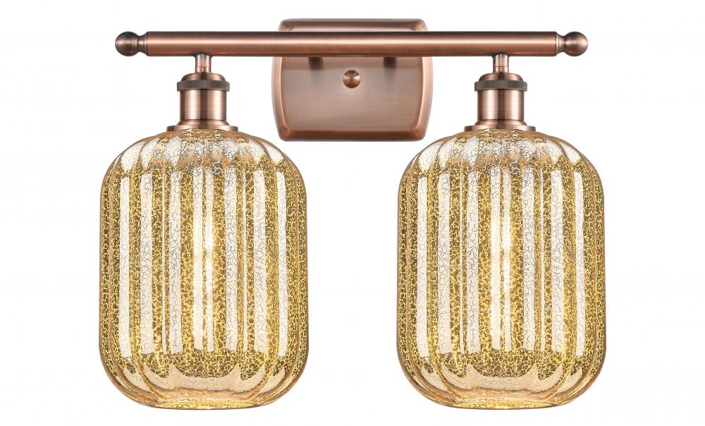 Preston Cylinder - 2 Light - 17 inch - Antique Copper - Bath Vanity Light