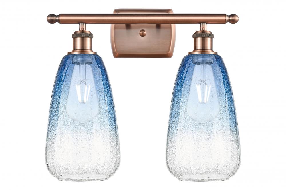 Brookhaven Almond - 2 Light - 16 inch - Antique Copper - Bath Vanity Light