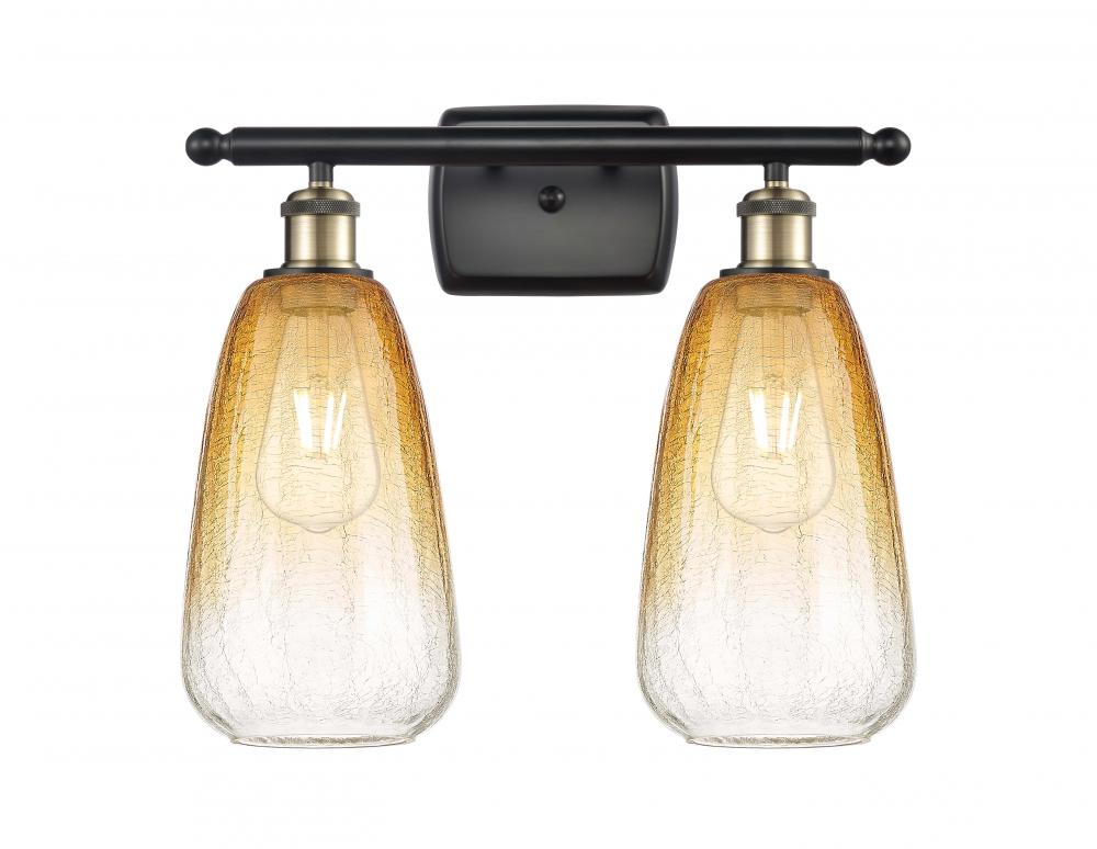 Brookhaven Almond - 2 Light - 16 inch - Black Antique Brass - Bath Vanity Light
