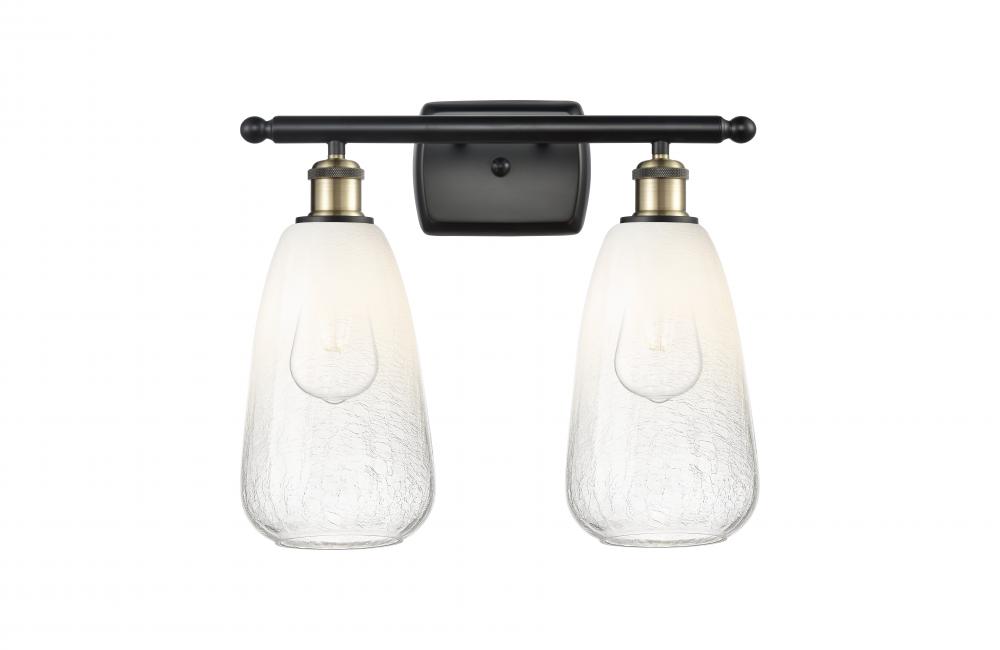 Brookhaven Almond - 2 Light - 16 inch - Black Antique Brass - Bath Vanity Light