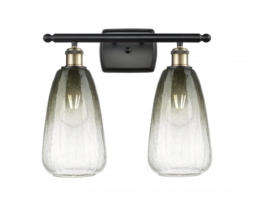 Brookhaven Almond - 2 Light - 16 inch - Black Antique Brass - Bath Vanity Light