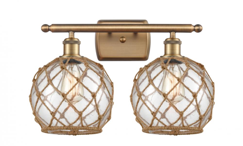 Farmhouse Rope - 2 Light - 18 inch - Brushed Brass - Bath Vanity Light