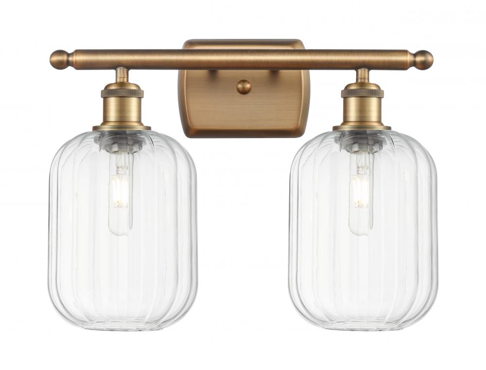 Preston Cylinder - 2 Light - 17 inch - Brushed Brass - Bath Vanity Light