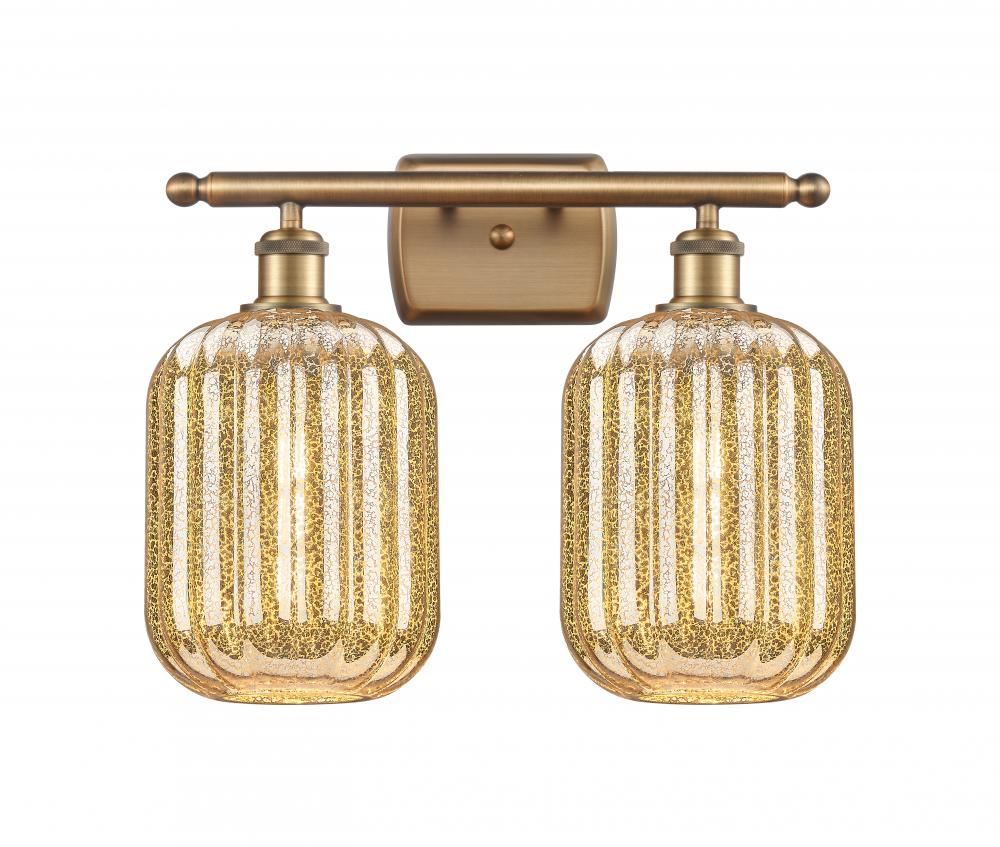 Preston Cylinder - 2 Light - 17 inch - Brushed Brass - Bath Vanity Light