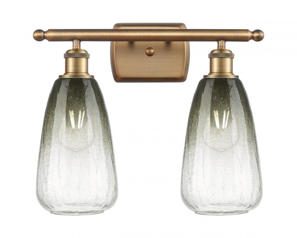 Brookhaven Almond - 2 Light - 16 inch - Brushed Brass - Bath Vanity Light