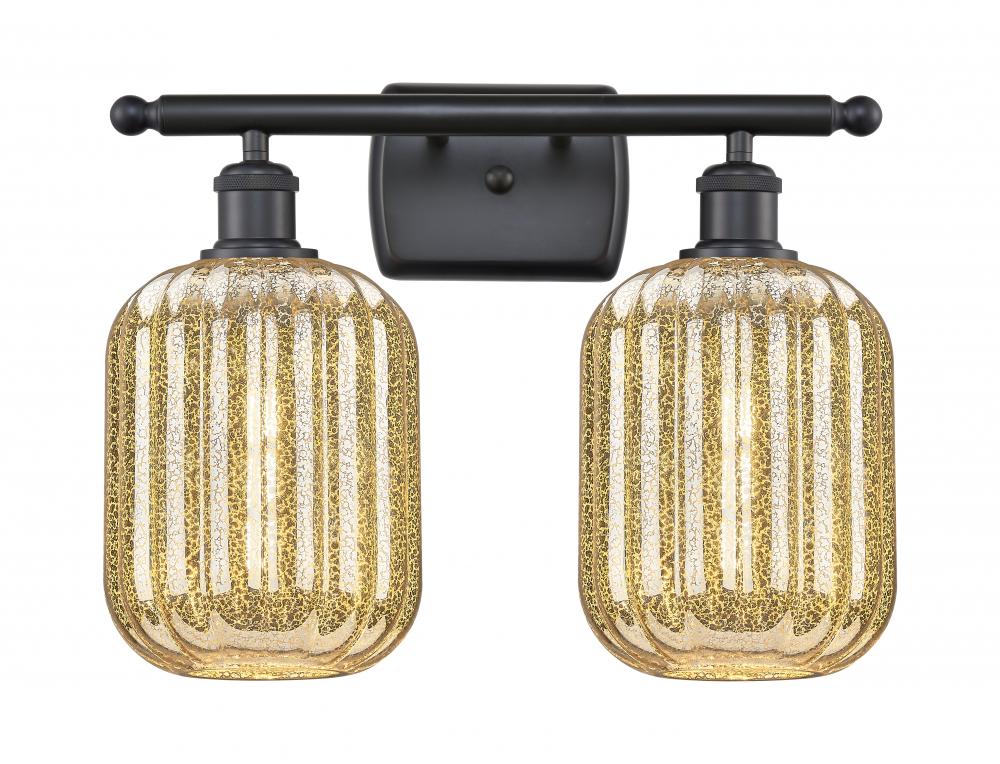 Preston Cylinder - 2 Light - 17 inch - Matte Black - Bath Vanity Light