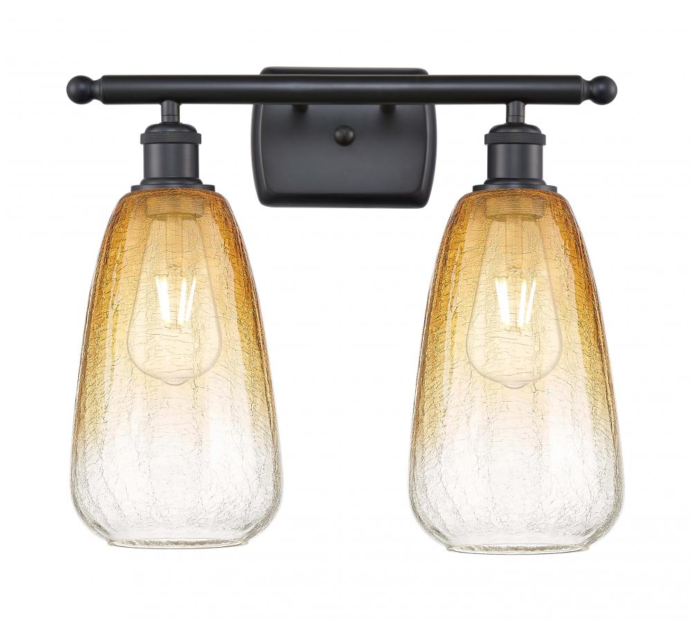 Brookhaven Almond - 2 Light - 16 inch - Matte Black - Bath Vanity Light