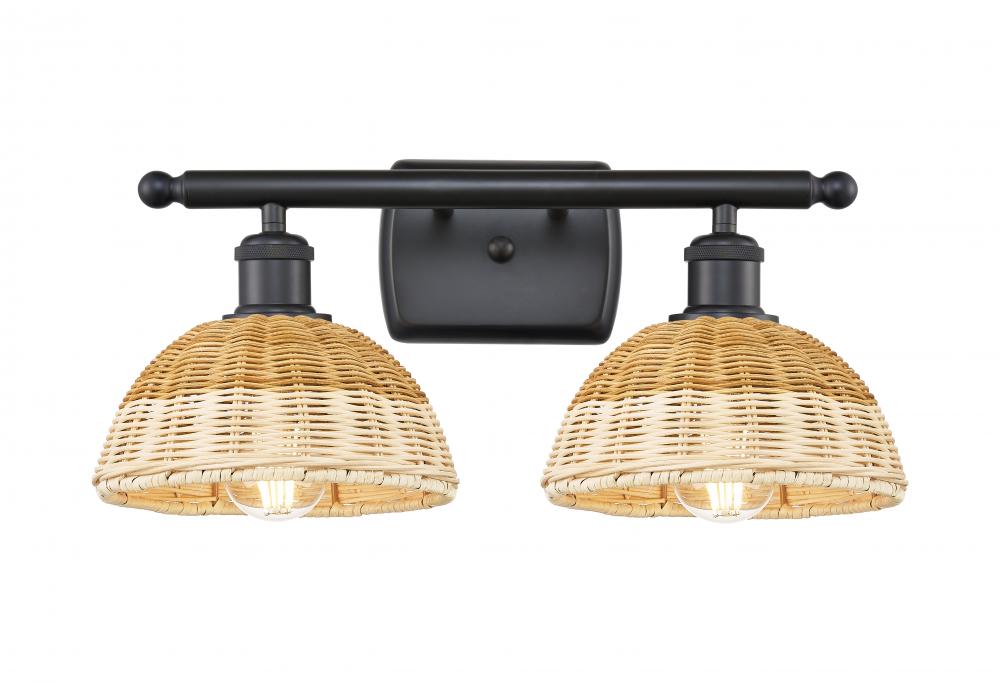 Bristol Natural II - 2 Light - 18 inch - Matte Black - Bath Vanity Light