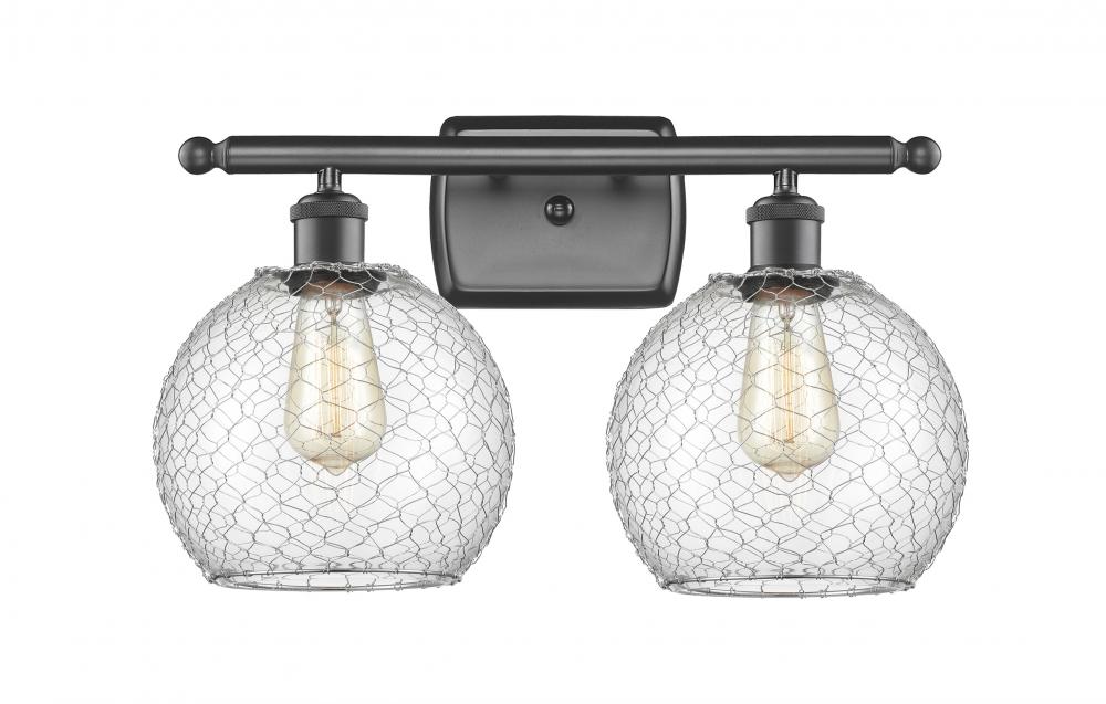 Farmhouse Chicken Wire 2 Light Bath Vanity Light