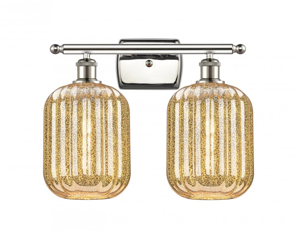 Preston Cylinder - 2 Light - 17 inch - Polished Nickel - Bath Vanity Light