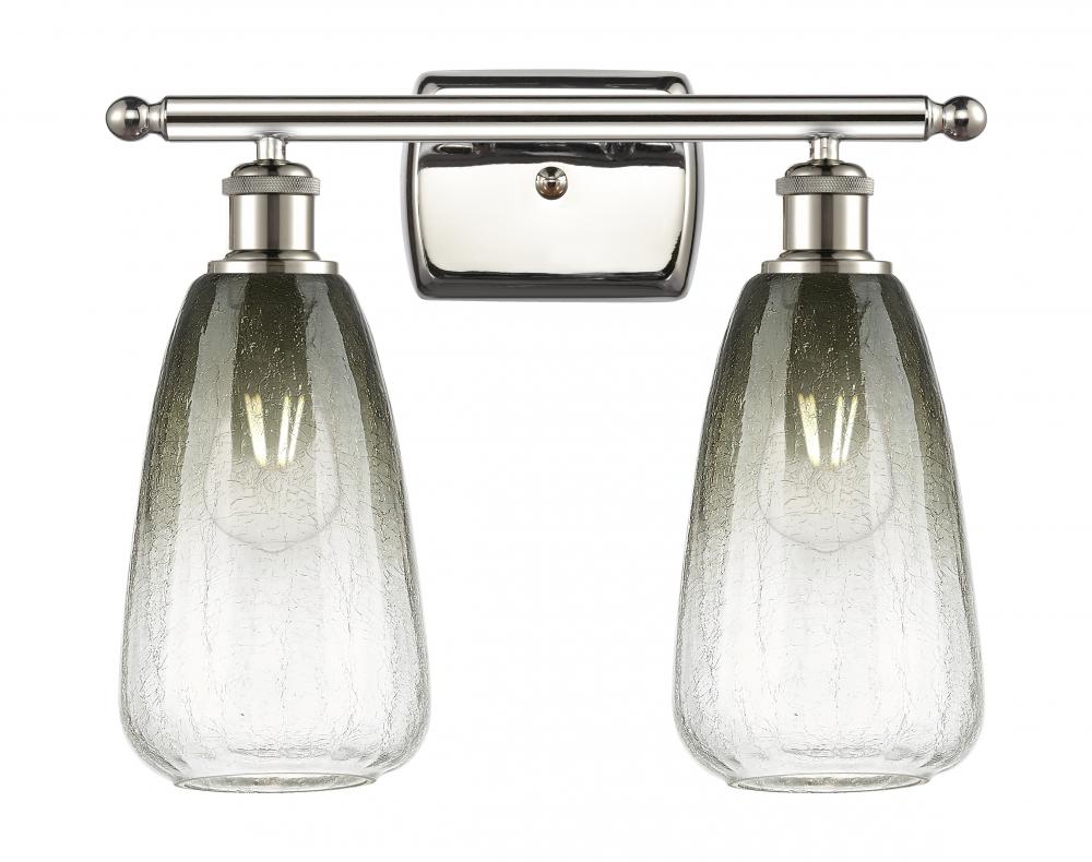 Brookhaven Almond - 2 Light - 16 inch - Polished Nickel - Bath Vanity Light