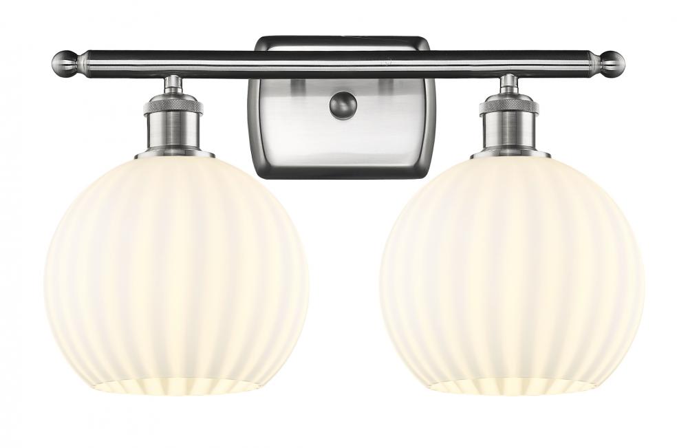 White Venetian - 2 Light - 18 inch - Brushed Satin Nickel - Bath Vanity Light